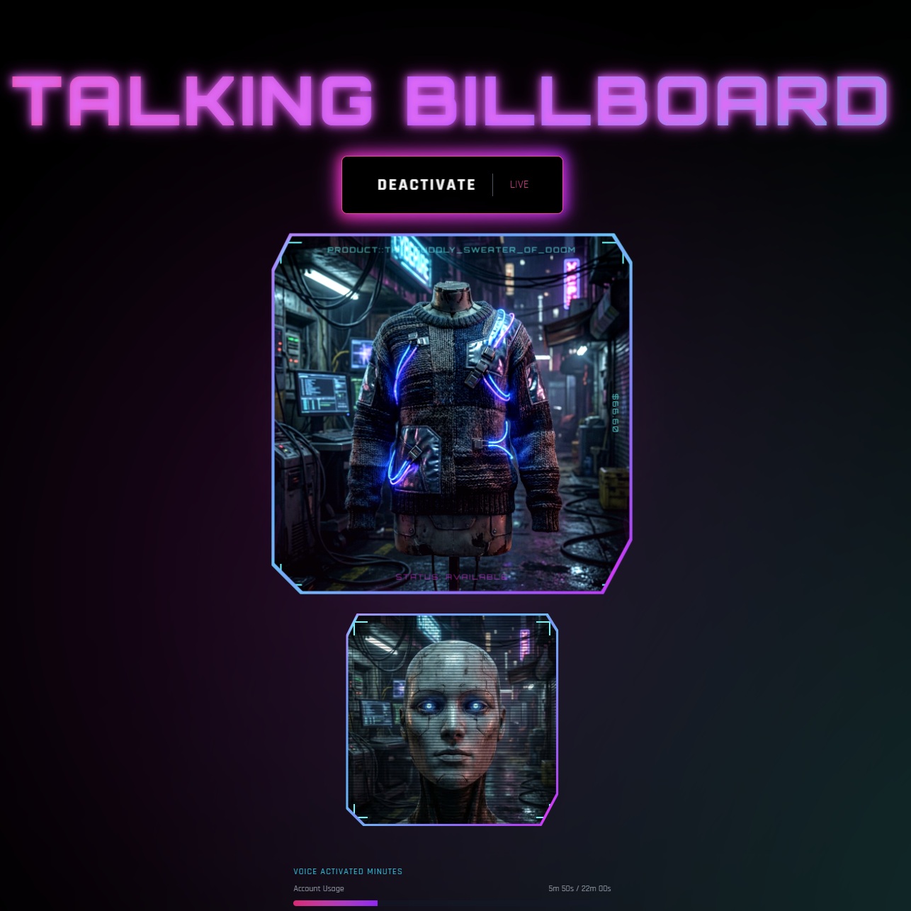 Talbi51 Talking Billboard interface